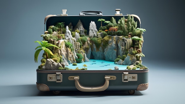 Photos 3D créatives d'îles et d'îles à l'intérieur d'une suite à l'occasion de la Journée mondiale du tourisme et des voyages