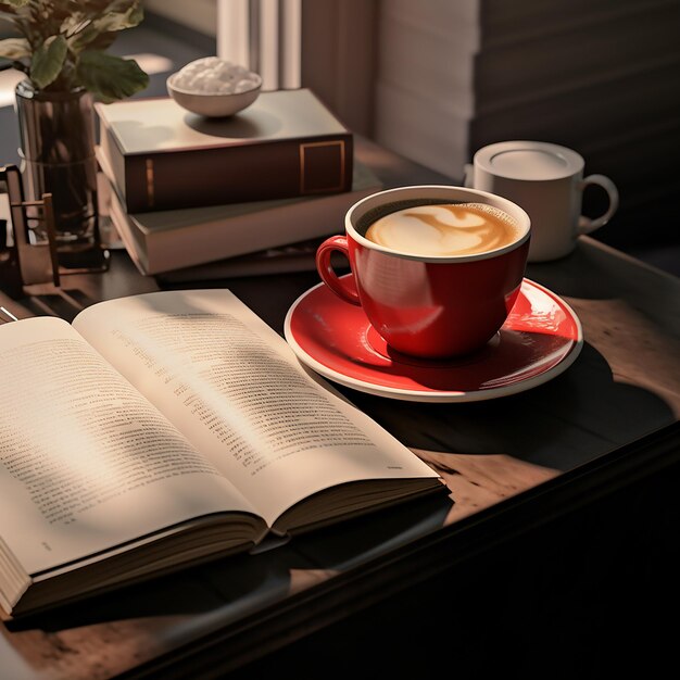 Photo des photos 3d d'un livre et d'un café