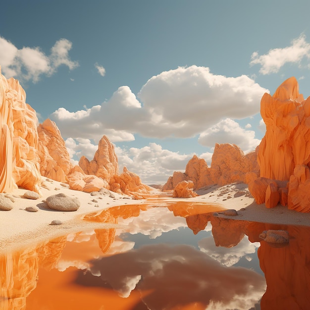 Photo des photos 3d de paysages parfaits et imparfaits.