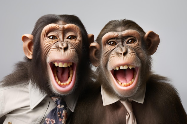 Photo photos amusantes de singes prenant des selfies