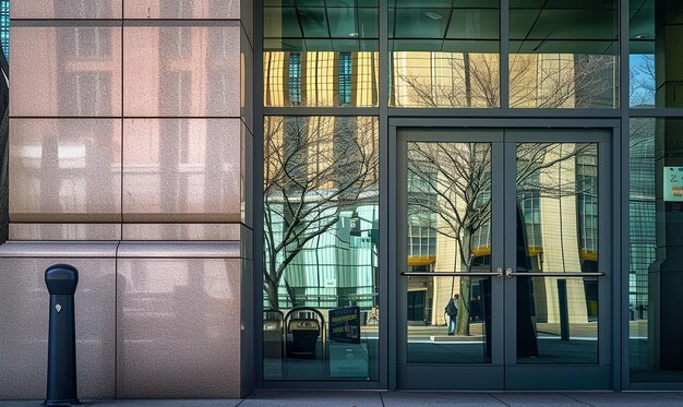 Photos de la banque mettant en vedette un gratte-ciel moderne avec des panneaux d'affichage