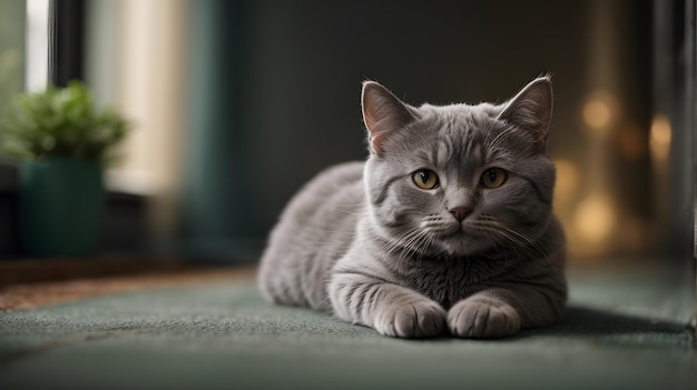 Des photos de chats gris sur la maison.
