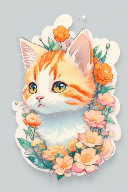 Photos de chats mignons avec de belles fleurs