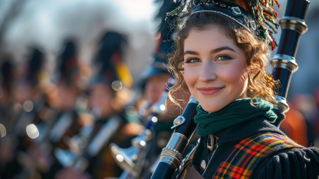 Photo des photos colorées de défilés animés mettant en vedette des danseurs irlandais