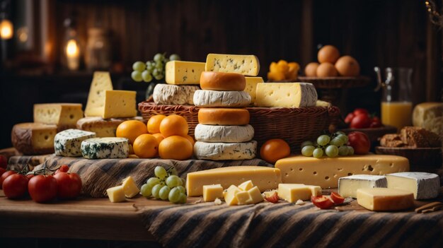 Photo des photos de délicieux tas de fromage l'un sur l'autre.