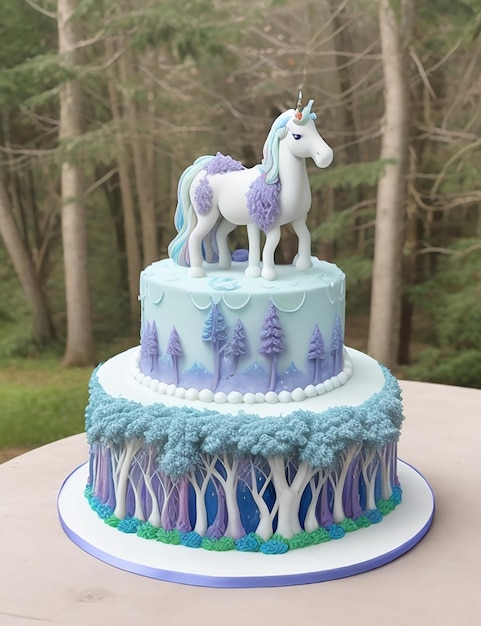 Photo des photos du design du gâteau à la licorne