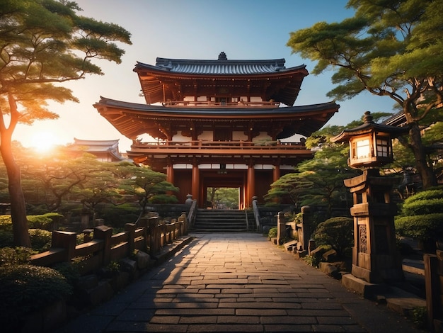 photos du sanctuaire de la porte du Japon, superbes couchers de soleil dans les rues