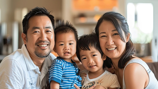 Photos de famille asiatique à la maison