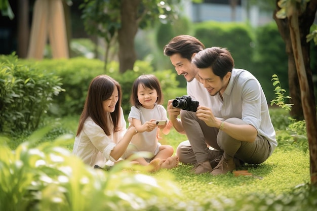 photos de famille dans le jardin