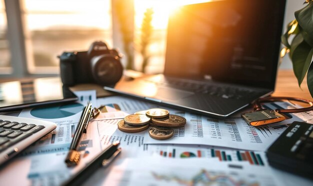 Photos financières jointes à un tableau d'humeur avec des éléments financiers