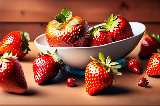 Photos de fraises sur une table