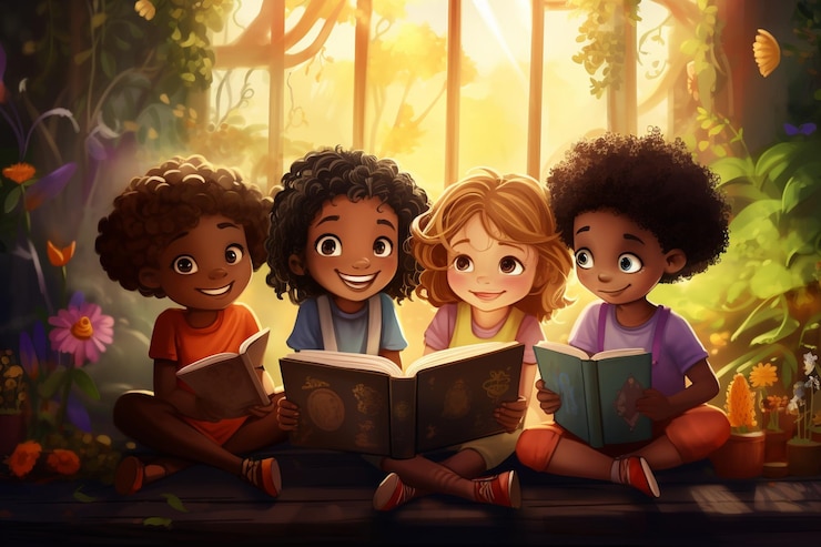 Photo des photos gratuites d'enfants divers lisant des livres