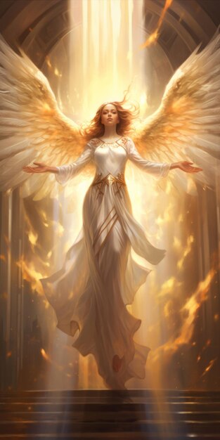 Des photos d'illustration magnifiques d'anges avec une grande paire d'ailes et un halo brillant