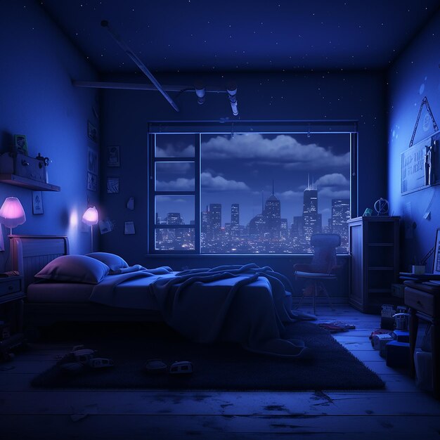 Photo des photos nocturnes rendues en 3d