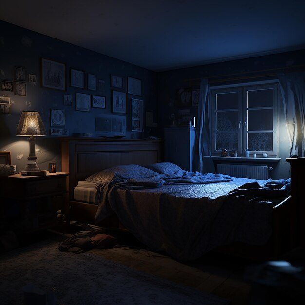 Photo des photos nocturnes rendues en 3d