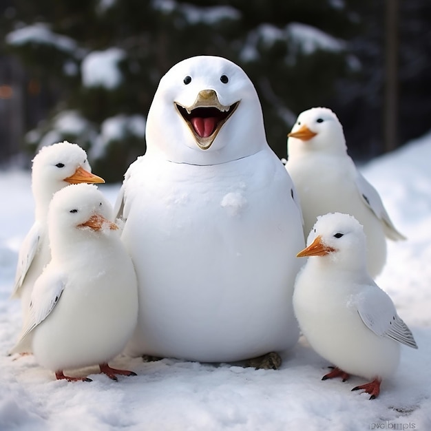 Photo des photos qui font des bonhommes de neige.