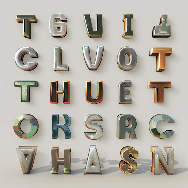Des photos rendues en 3D d'alphabets