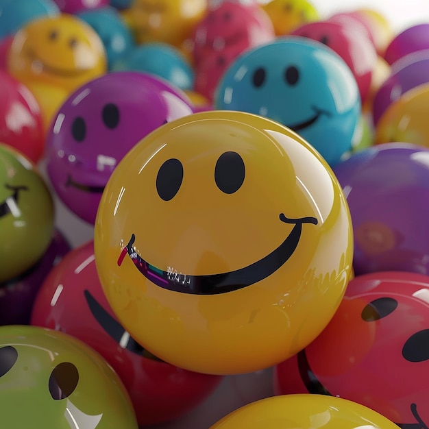 Des photos rendues en 3D d'autocollants smiley dans différents styles, des photos HD à haute résolution