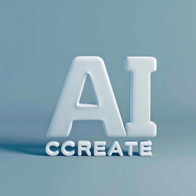 Des photos rendues en 3D de l'inscription du logo créatif AI CREATE minimalisme