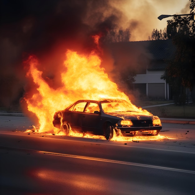 Photo photos de voitures en feu dans la ville