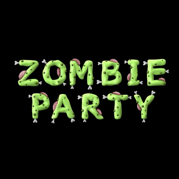 Phrase de zombie Halloween faite de lettrage zombie vert