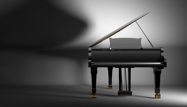 Piano Gard noir sur fond sombre, illustration 3d