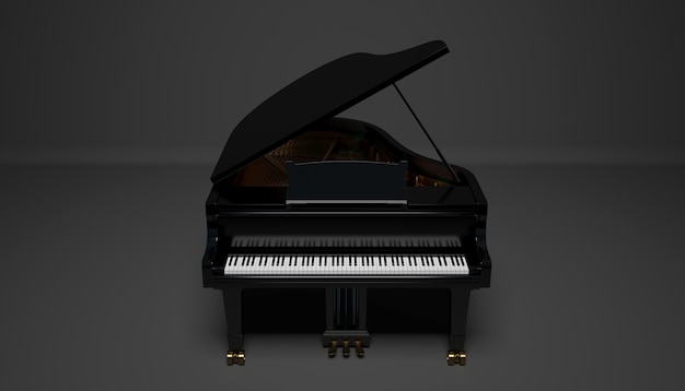 Piano Gard noir sur fond sombre, illustration 3d