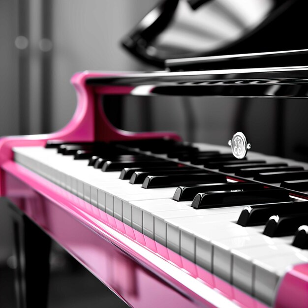 Piano noir et blanc couleur brillante fond de boîte rose flou Générer de l'intelligence artificielle