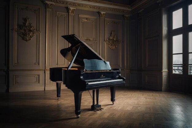 Piano à queue classique dans une pièce élégante