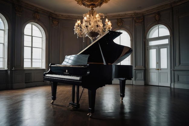 Photo piano à queue classique dans une pièce élégante