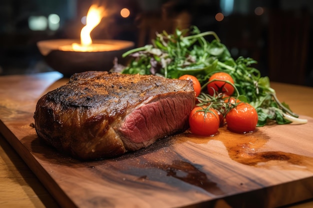 Picanha grillée avec tomate et roguela juteuse et appétissante IA générative