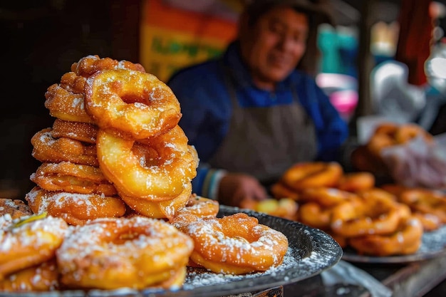 Picarones sucrés péruviens vendus dans la rue