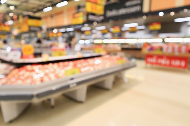 Épicerie supermarché abstrait flou fond défocalisé avec lumière bokeh