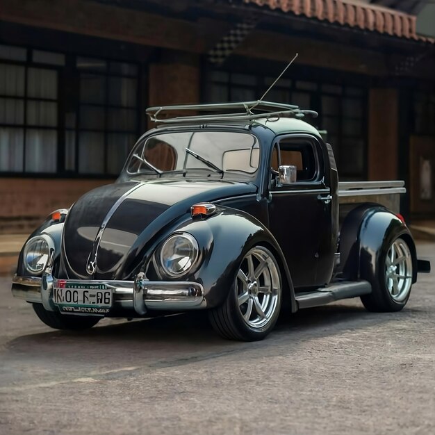 Photo le pick-up black beetle est un véhicule vintage élégant et élégant.