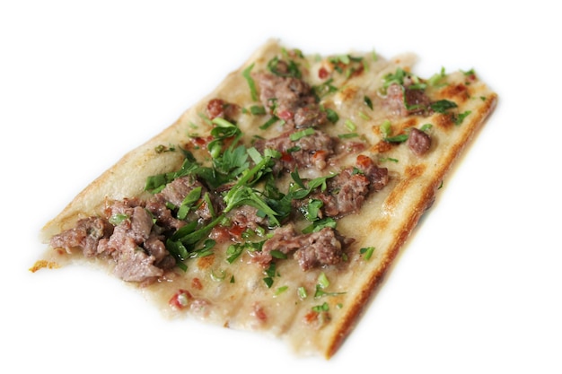 Pide de viande hachée traditionnelle turque Pizza turque Etliekmek