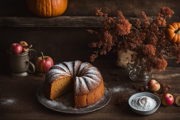 Pie de citrouille du jour de Thanksgiving avec de la crème fouettée fait maison