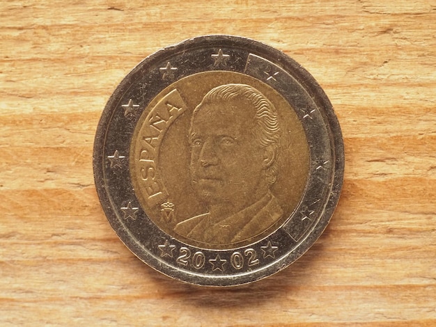 Pièce de 2 euros montrant la monnaie du roi Juan Carlos Ier d'Espagne UE