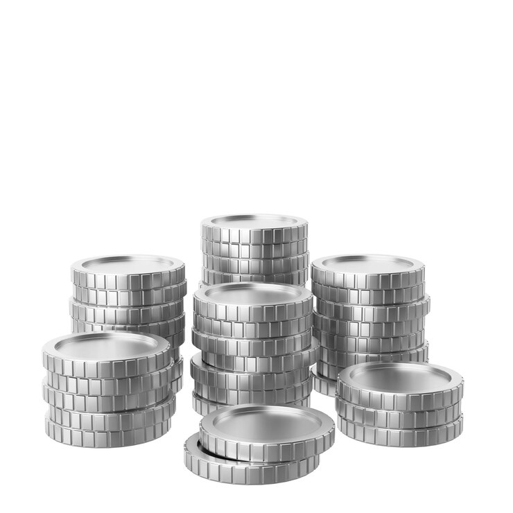 Pièce d'argent Pile de pièces 3D illustration