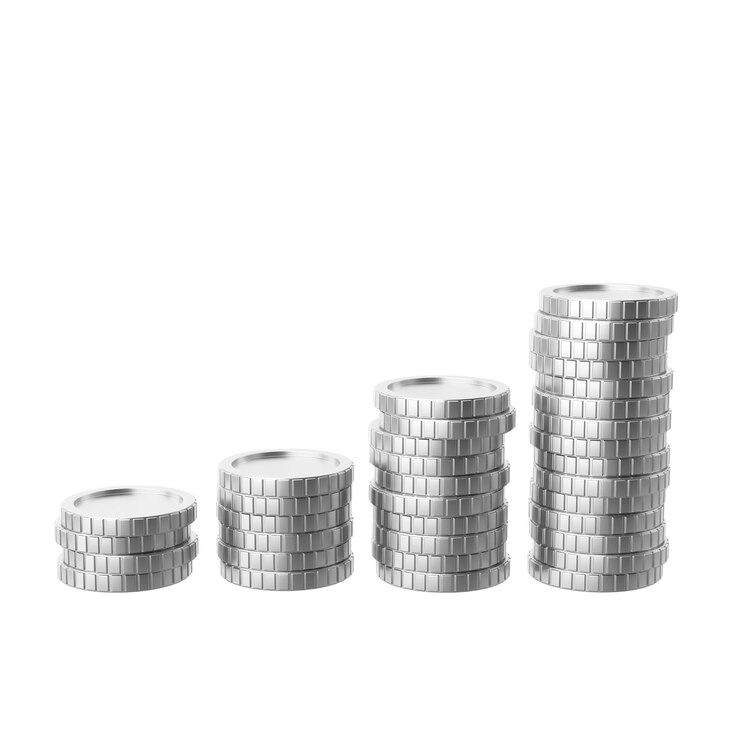 Pièce d'argent Pile de pièces 3D illustration
