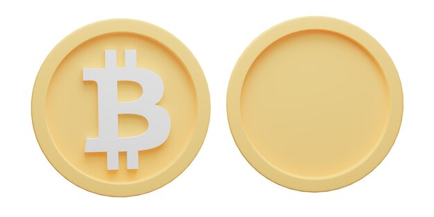 Pièce bitcoin isolé sur fond blanc avec chemin de détourage illustration de rendu 3d