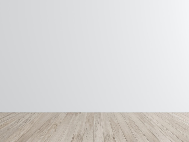 Pièce blanche vide avec un plancher en bois et un mur blanc