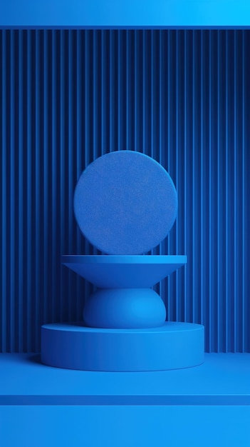 Une pièce bleue avec un objet circulaire dessus
