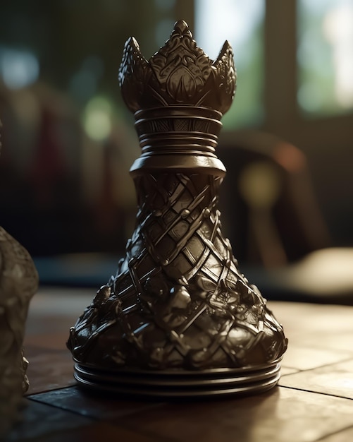 Une pièce d'échecs avec une couronne dessus