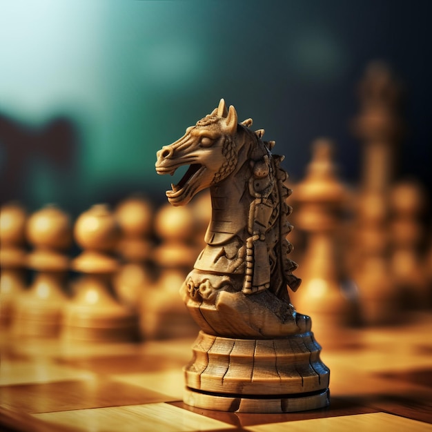 Pièce d'échecs élégante sur un échiquier classique