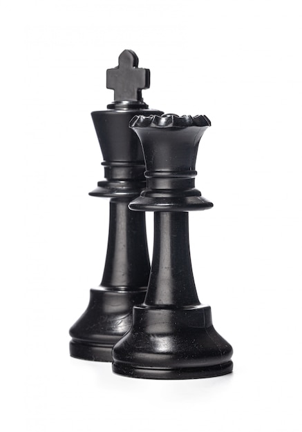 Pièce d'échecs noir isolé sur une surface blanche