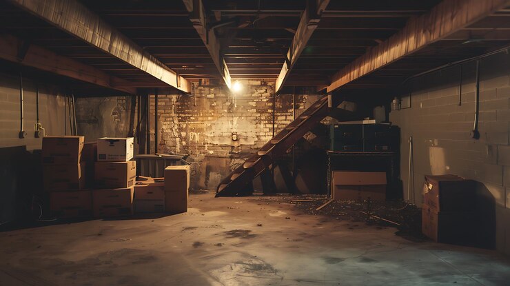 Photo une pièce avec un escalier et une lumière sur le plafond