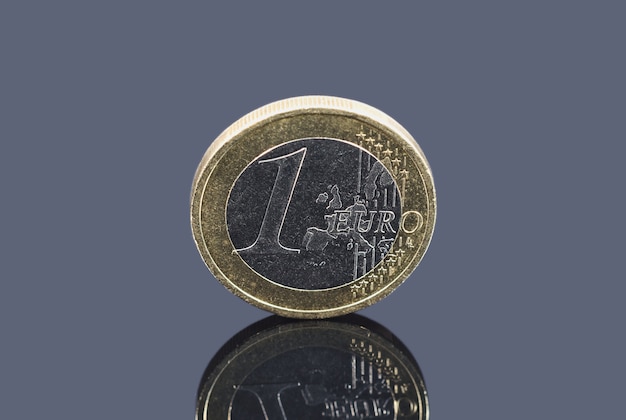 Pièce d'un euro sur fond gris