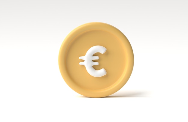 Pièce en euro d'or isolée sur fond blanc rendu 3D illustration 3D