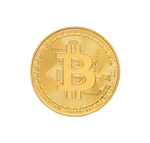 pièce de monnaie bitcoin crypto argent isolé sur fond blanc.