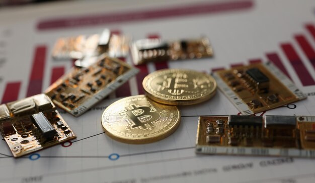 Photo pièce de monnaie crypto bitcoin contre le